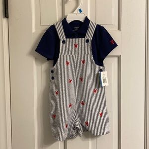 Blue Seersucker with red lobsters - new with tags